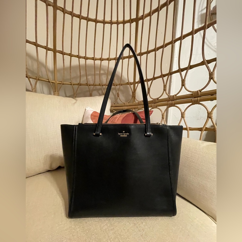 Kate Spade Black Structured Leather Tote